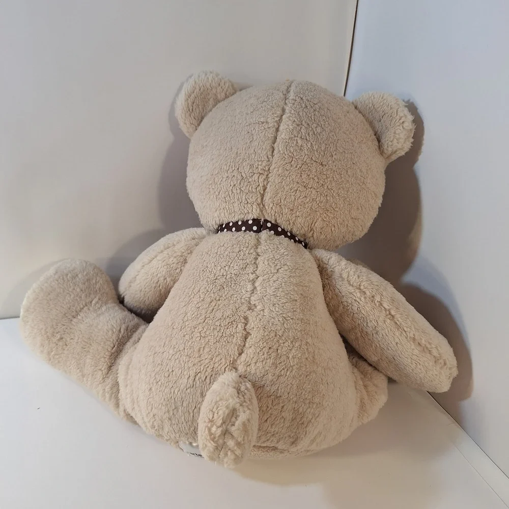 Carter's Tan Soft Plush Teddy Bear w/ Brown‎ White Spots Bow Stuffed Animal 16